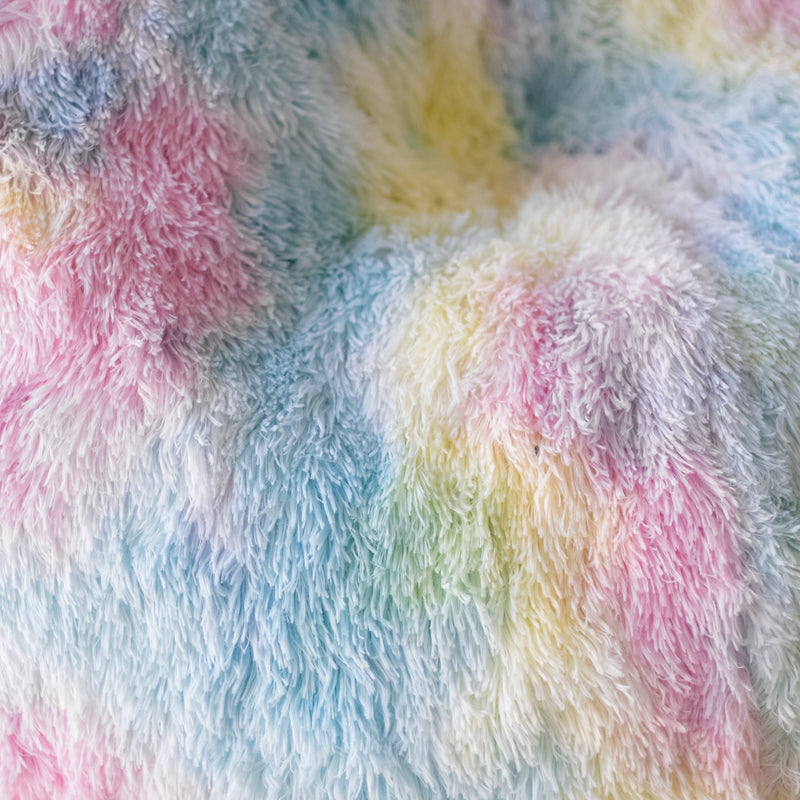 Shaggy Fur Rainbow Tie Dye Bean Bag Cover - Unicorn