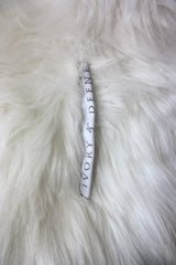 close up of white lush faux fur from Ivory and Deene