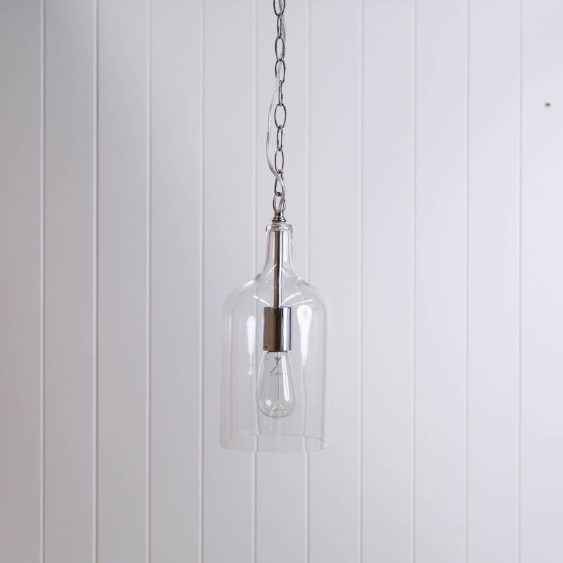 kendal glass pendant light with chrome hardware
