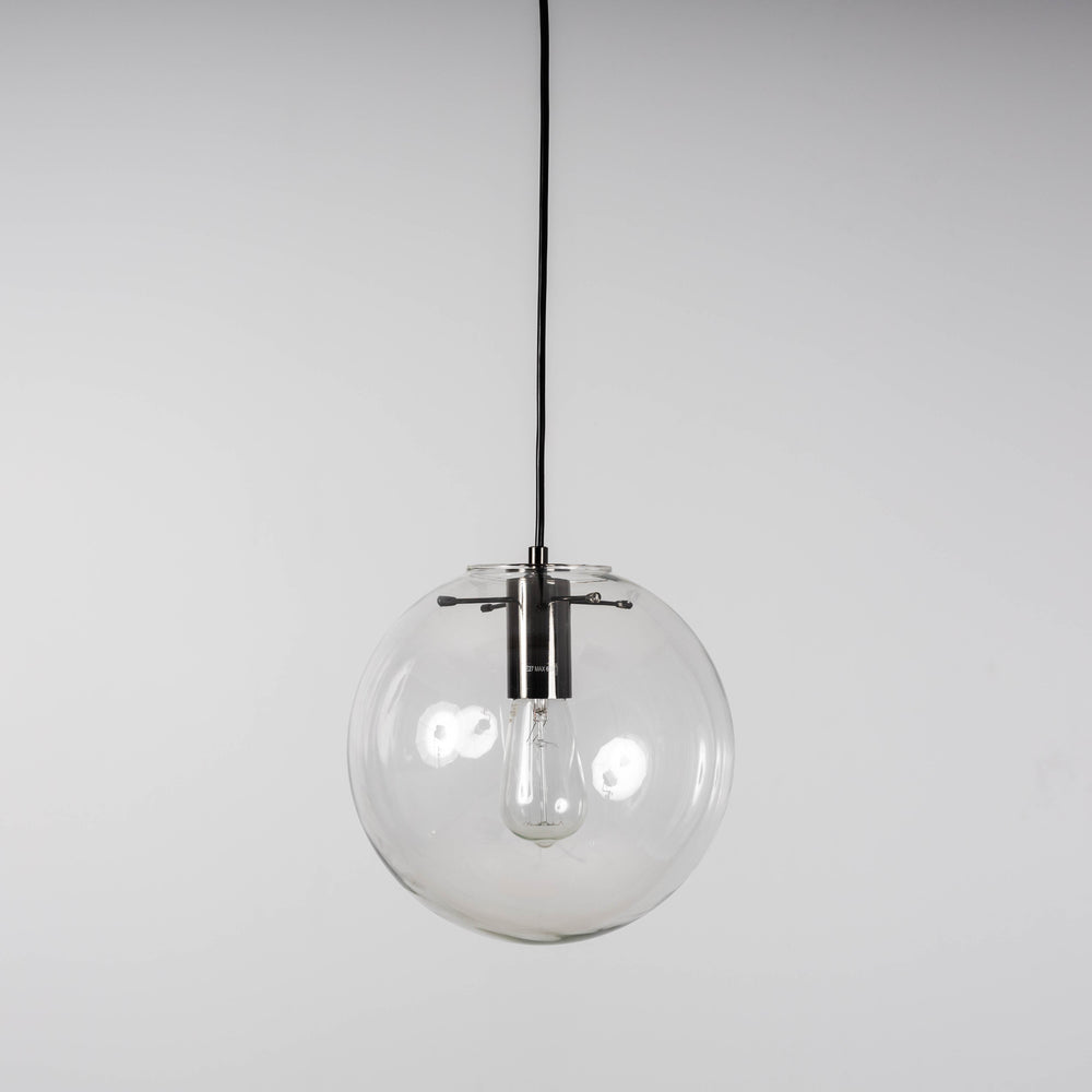round glass pendant light with pearl black hardware
