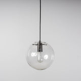 round glass pendant light with pearl black hardware