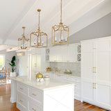 box pendant light with luxury gold painting