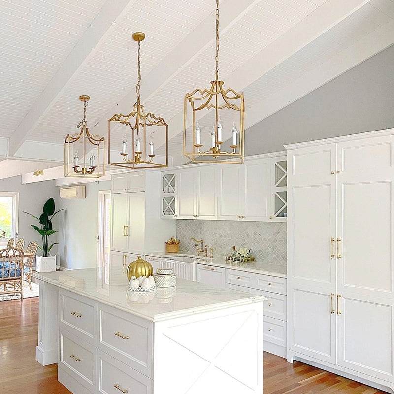 box pendant light with luxury gold painting