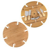 Bamboo Picnic Table with Utensils and Carry Handle
