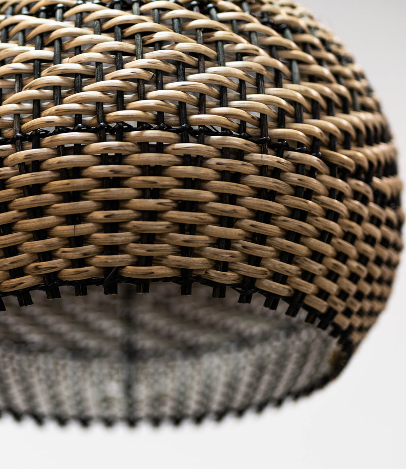 cane pendant light with black and natural tones