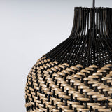 cane pendant light with black and natural tones