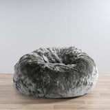 large charcoal Grey plush Fur Beanbag