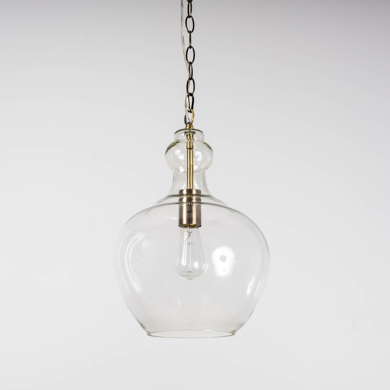 Valentine Glass Pendant Light - Antique Brass