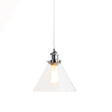 cone shape glass pendant light with chrome fittings
