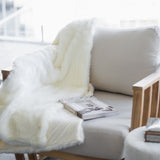 luxury white fur throw blanket with soft plush lining
