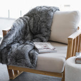 luxury black silver fur throw blanket with soft plush lining