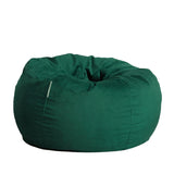 rich forest green fur bean bag on a white background