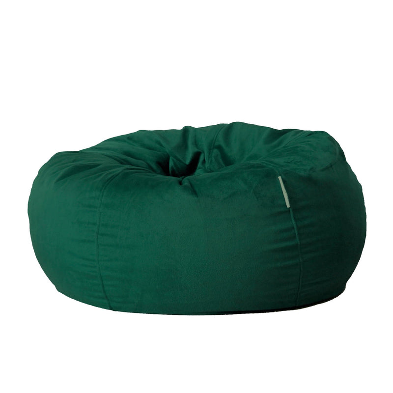 rich forest green fur bean bag on a white background