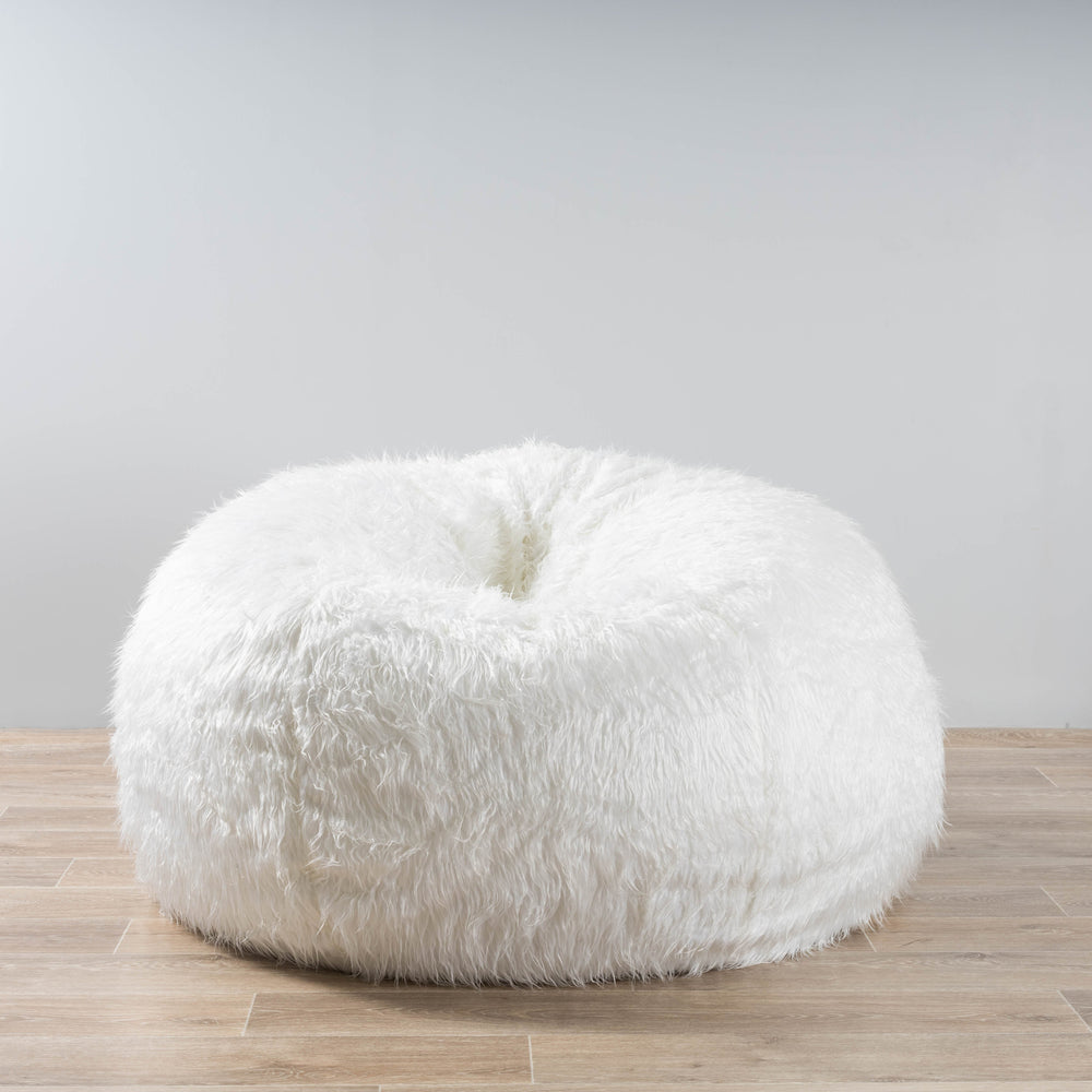 Fur Bean Bag Cover - White Polo