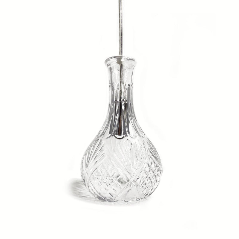 wine decanter glass crystal pendant light with chrome hardware